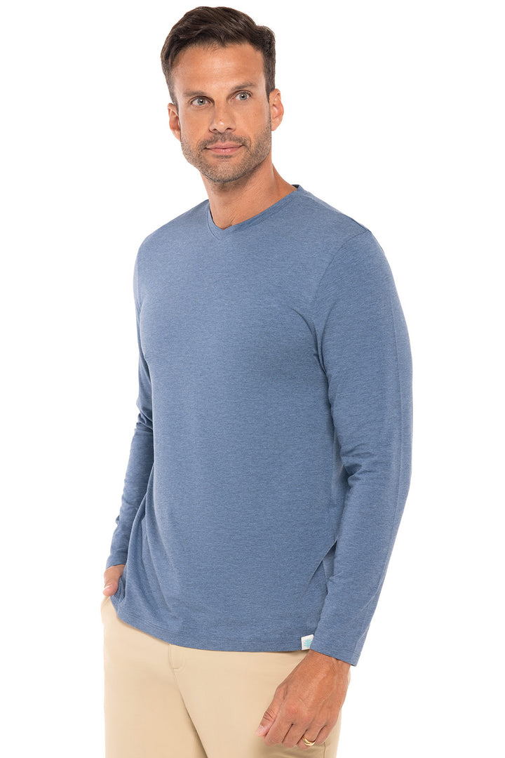 Men's Morada Everyday Long Sleeve V-Neck T-Shirt | Tidal Blue Heather