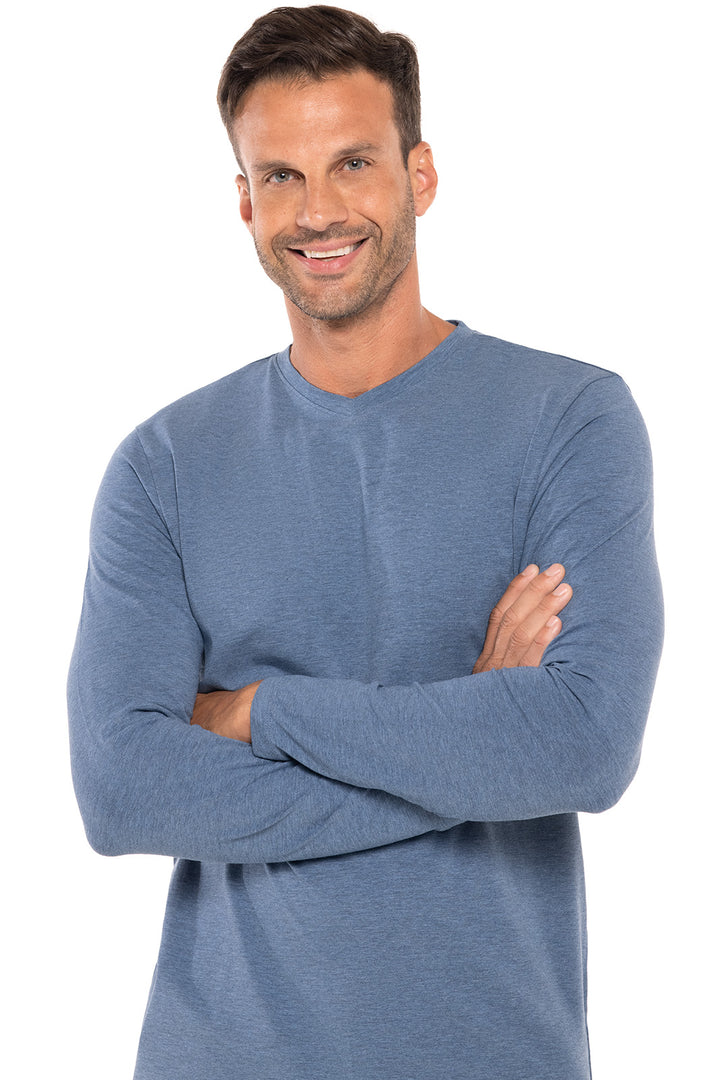 Men's Morada Everyday Long Sleeve V-Neck T-Shirt | Tidal Blue Heather