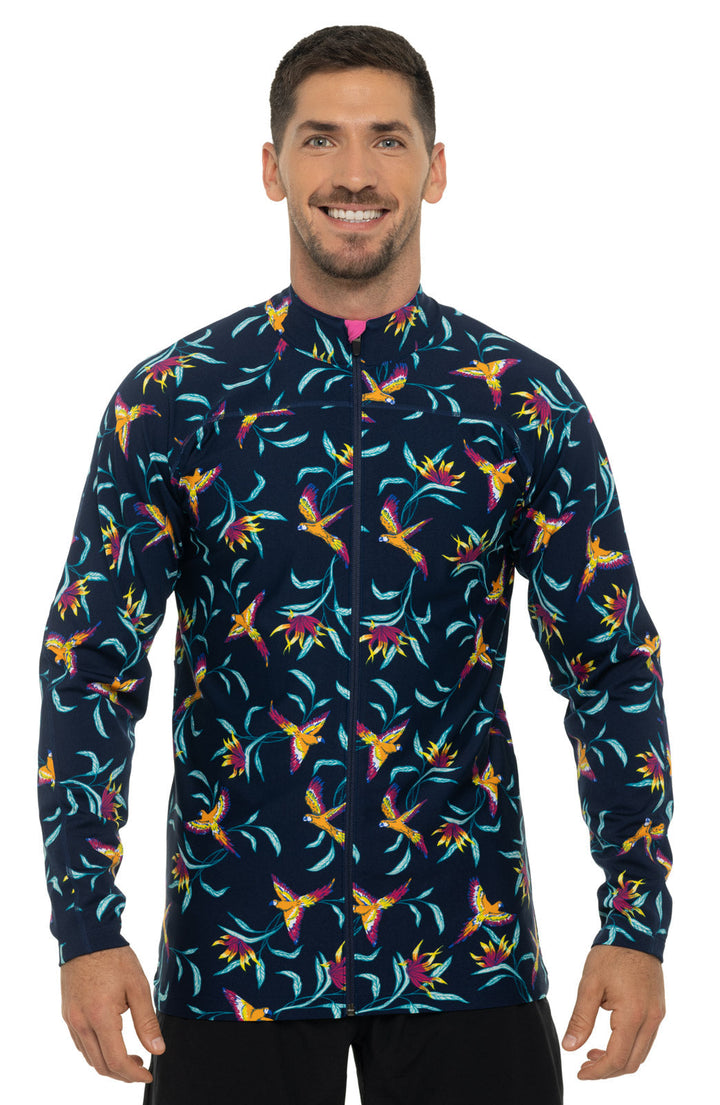 Men's Menorca Long Sleeve Water Jacket | Navy Birds of Paradise