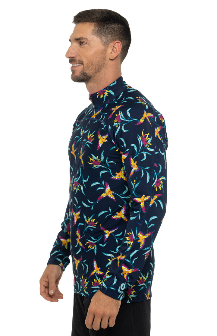 Men's Menorca Long Sleeve Water Jacket | Navy Birds of Paradise