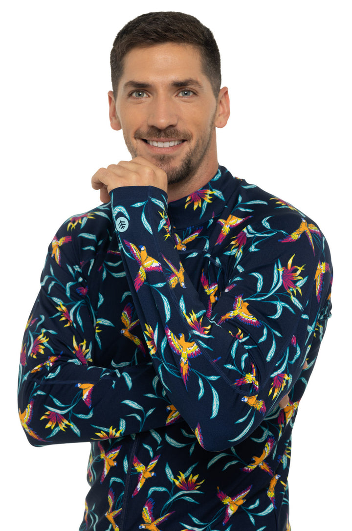 Men's Menorca Long Sleeve Water Jacket | Navy Birds of Paradise