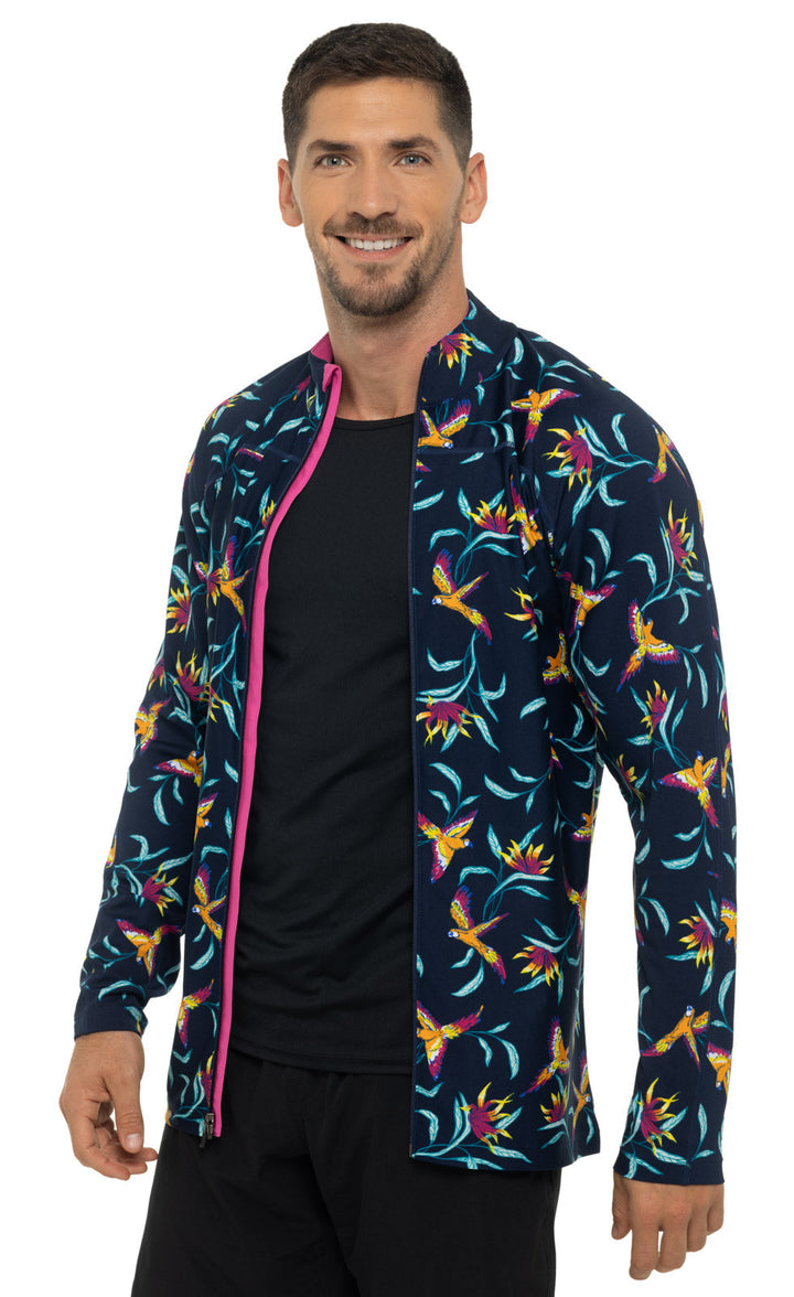 Men's Menorca Long Sleeve Water Jacket | Navy Birds of Paradise