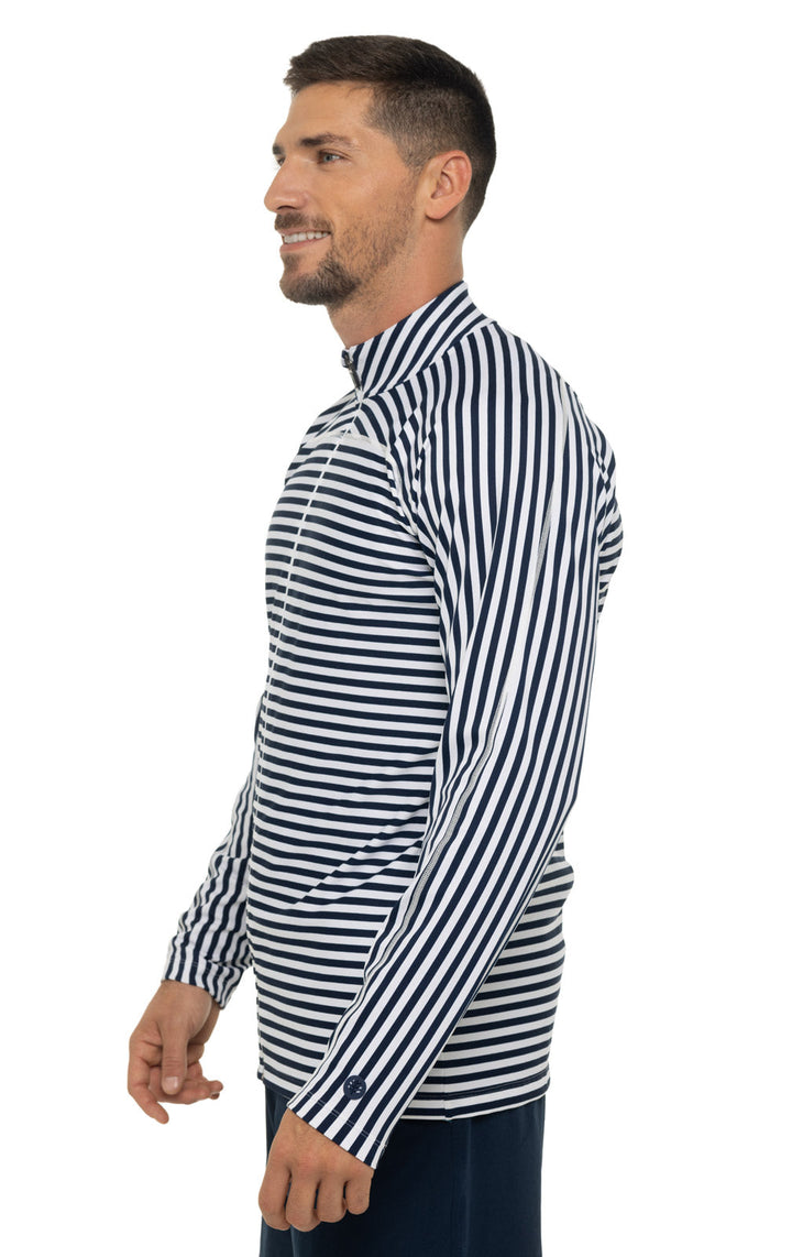 Men's Menorca Long Sleeve Water Jacket | White/Navy Stripe