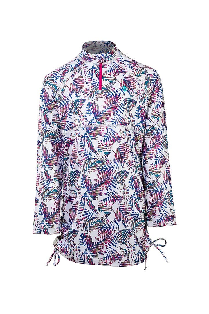 Girl's Lawai Ruche Swim Shirt | Magnolia Pink Beach Leaves