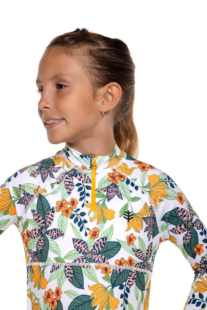 Girl's Lawai Ruche Swim Shirt | Apricot Crush Floral Paradise