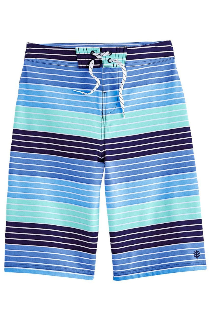 Boy's Superbank Boardshorts | Blue Multicolor Ocean Stripe