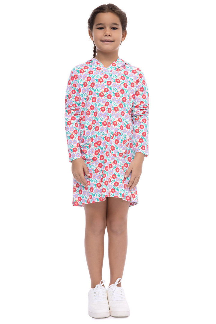 Girl's Catalina Beach Cover-Up Dress | White Blushing Blooms