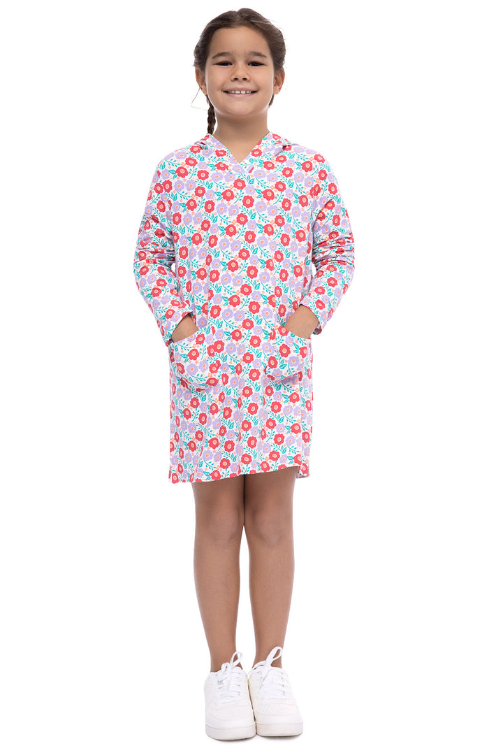 Girl's Catalina Beach Cover-Up Dress | White Blushing Blooms