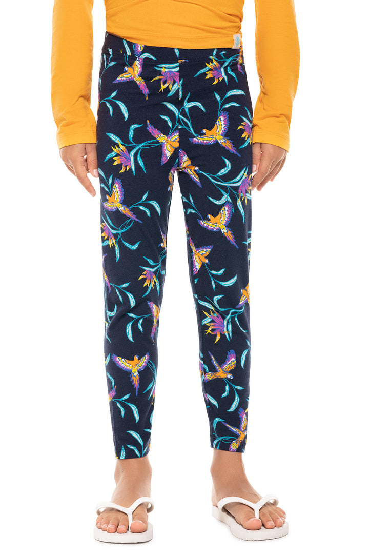 Kid's Monterey Summer Leggings | Navy Birds of Paradise