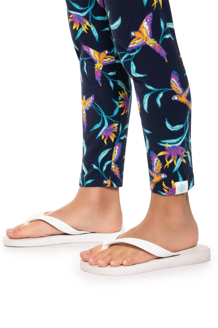 Kid's Monterey Summer Leggings | Navy Birds of Paradise