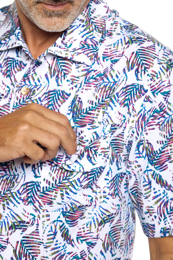 Men's Safari Camp Shirt | Magnolia Pink Beach Leaves