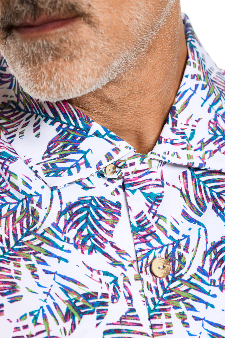 Men's Safari Camp Shirt | Magnolia Pink Beach Leaves