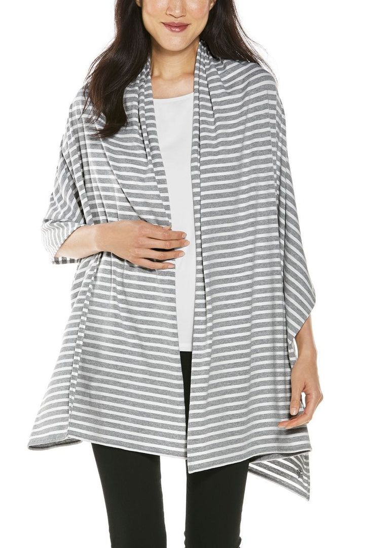 Women's Sanibel Everyday Beach Shawl | Grey/White Stripe