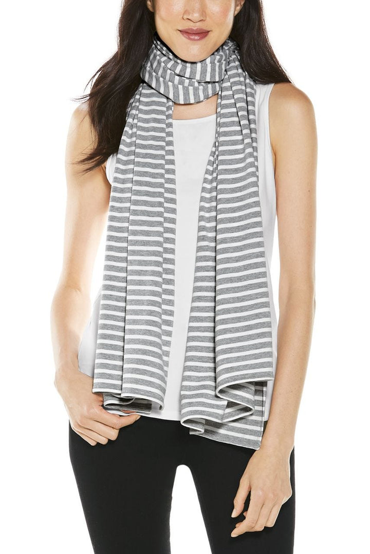 Women's Sanibel Everyday Beach Shawl | Grey/White Stripe