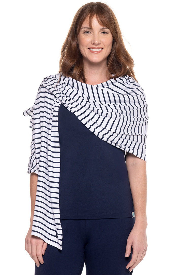 Women's Sanibel Everyday Beach Shawl | White/Navy