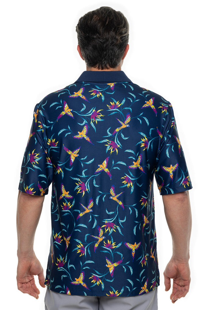 Men's Erodym Short Sleeve Golf Polo | Navy Birds of Paradise