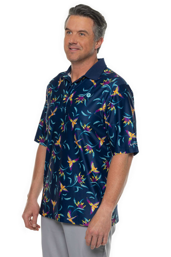 Men's Erodym Short Sleeve Golf Polo | Navy Birds of Paradise