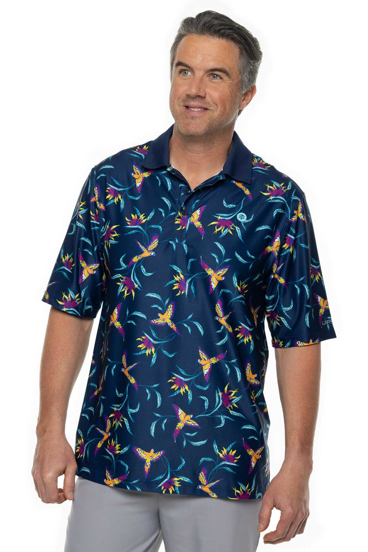 Men's Erodym Short Sleeve Golf Polo | Navy Birds of Paradise