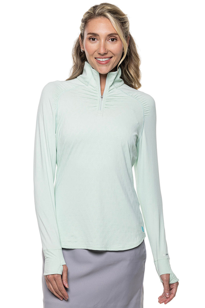 Women's Arabella Golf Quarter-Zip | Misty Aqua Diamond Jacquard