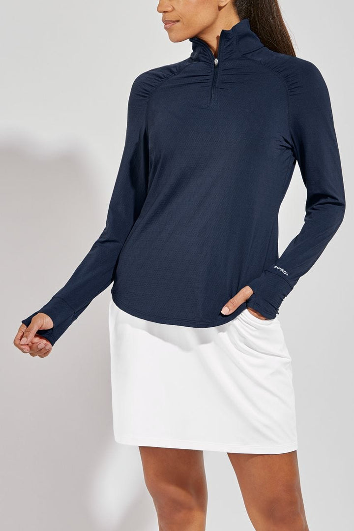 Women's Arabella Golf Quarter-Zip | Navy Diamond Jacquard