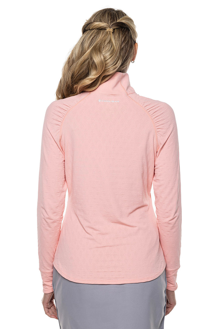 Women's Arabella Golf Quarter-Zip | Peachy Pink Diamond Jacquard