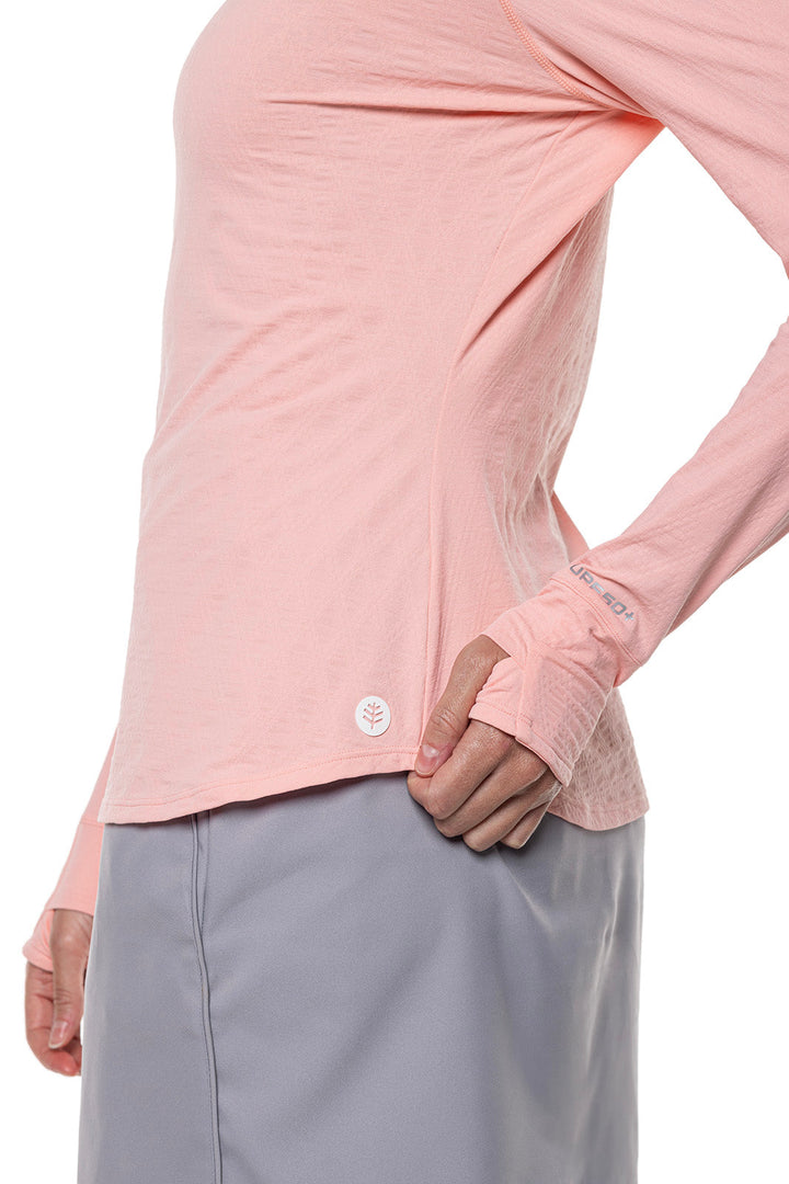 Women's Arabella Golf Quarter-Zip | Peachy Pink Diamond Jacquard