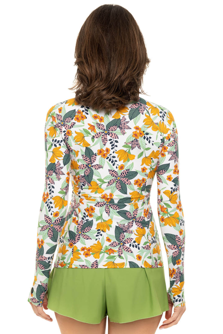 Women's Escalante Zip Rash Guard | Apricot Crush Floral Paradise