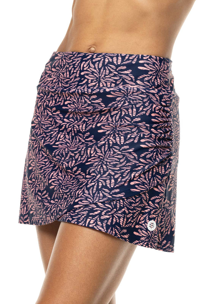 Women's Big Wave Swim Skort | Peachy Pink Etched Flowers