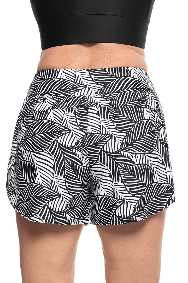 Women's Ripple Swim Shorts | Black Paradise Palm