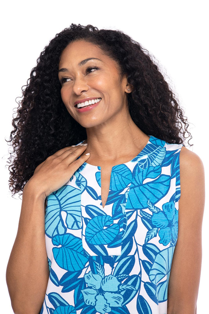 Women's Oceanside Tank Dress | Afina Blue Casia Palm