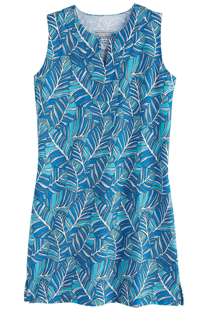 Women's Oceanside Tank Dress | Paradise Blue Forever Palm