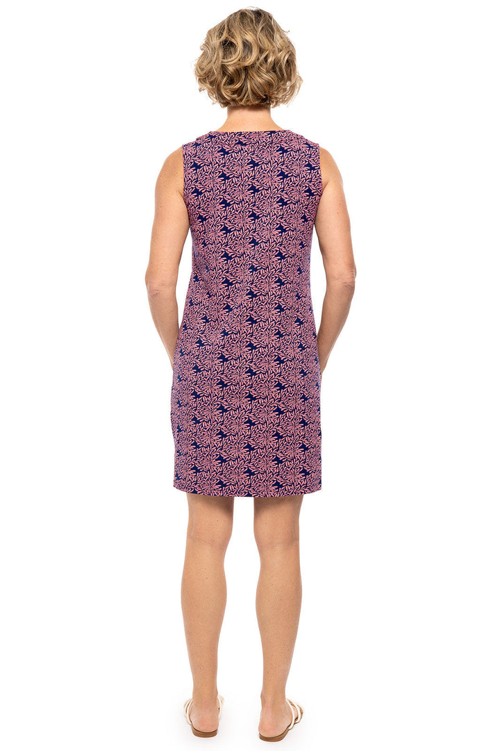 Women's Oceanside Tank Dress | Peachy Pink Etched Flowers