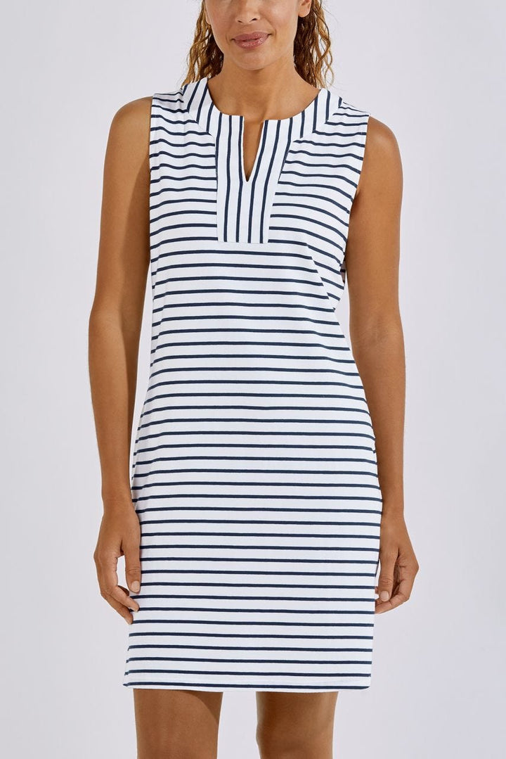 Women's Oceanside Tank Dress | White/Navy Stripe