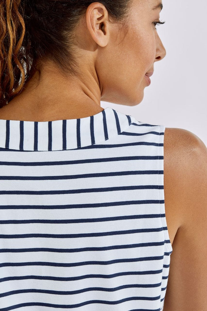 Women's Oceanside Tank Dress | White/Navy Stripe