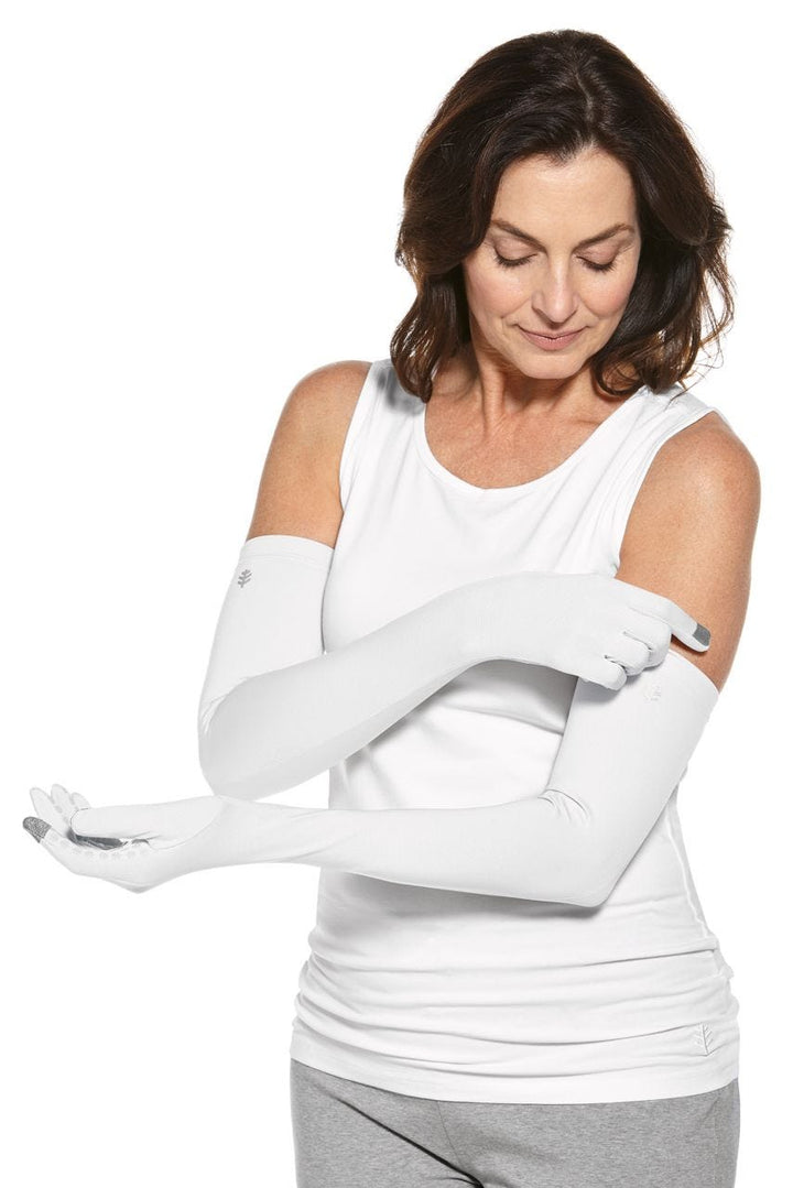 Unisex Culebra UV Long Sun Gloves | White