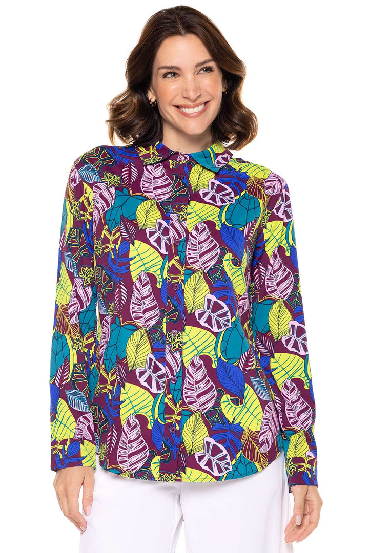 Women's Rhodes Shirt | Rich Plum Electric Jungle