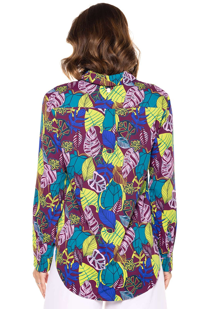 Women's Rhodes Shirt | Rich Plum Electric Jungle