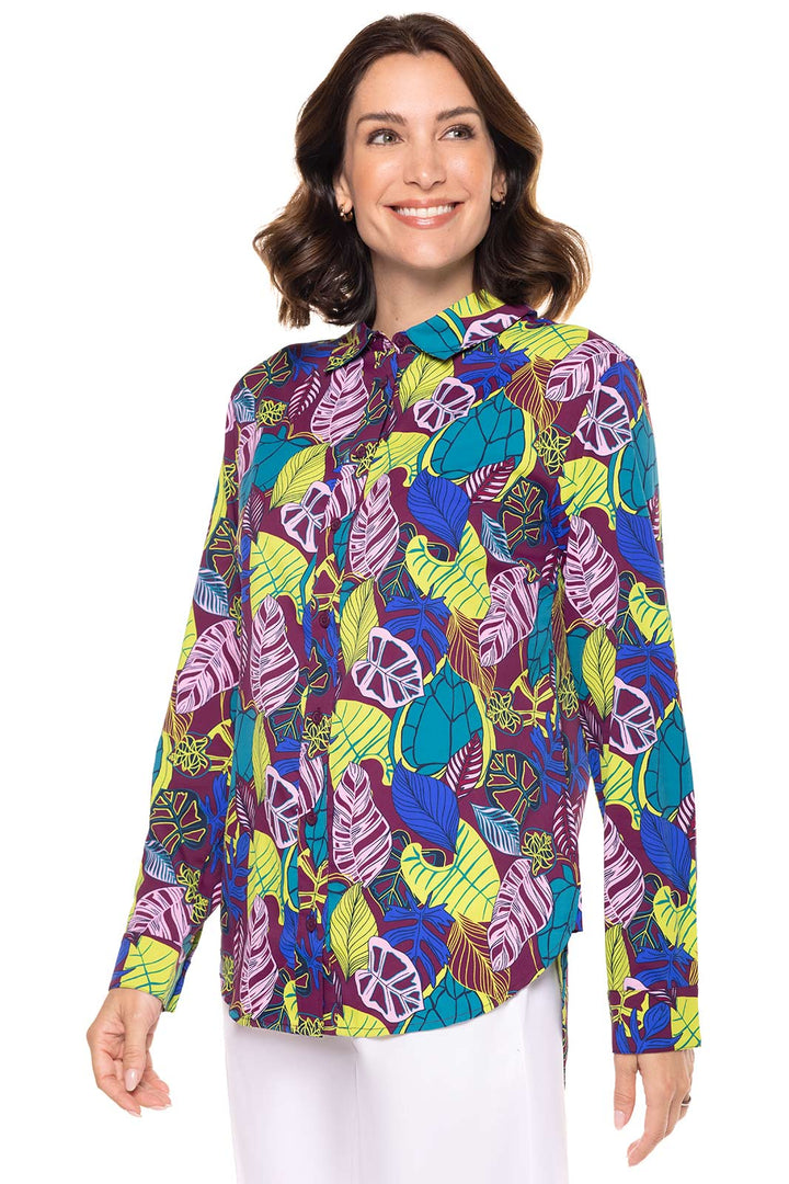 Women's Rhodes Shirt | Rich Plum Electric Jungle