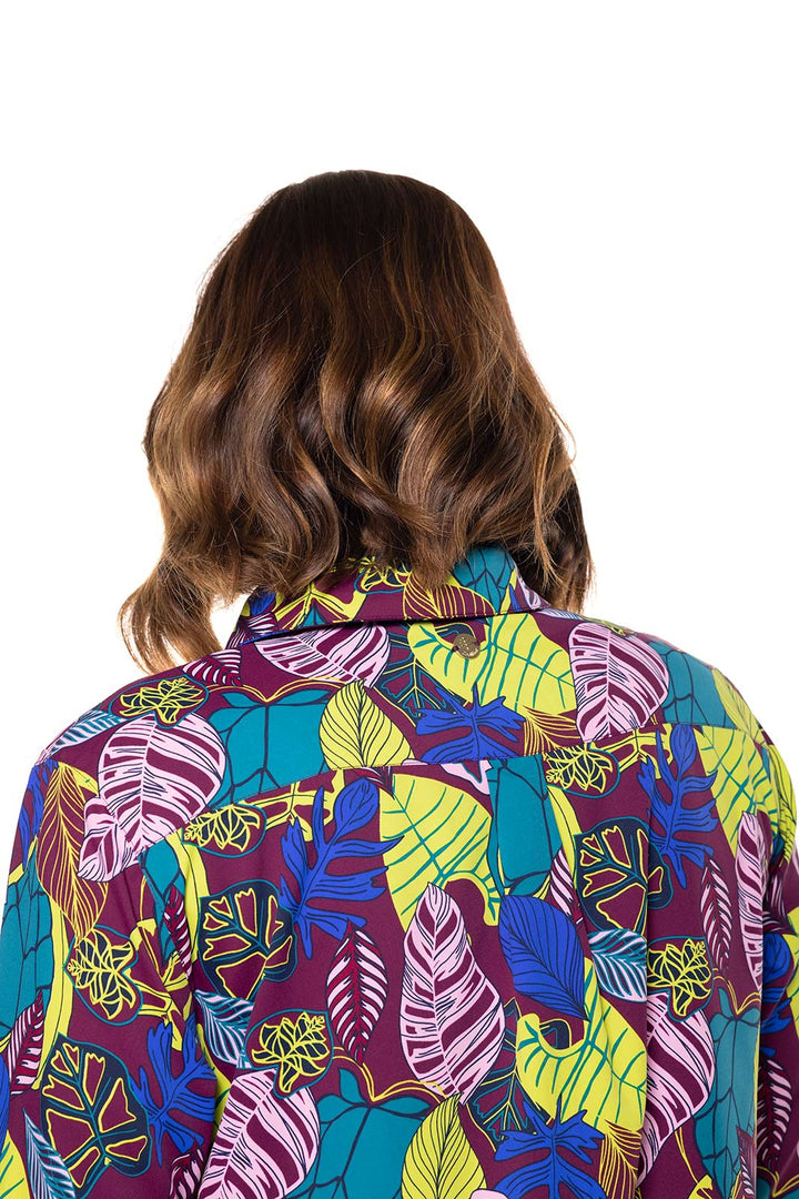 Women's Rhodes Shirt | Rich Plum Electric Jungle