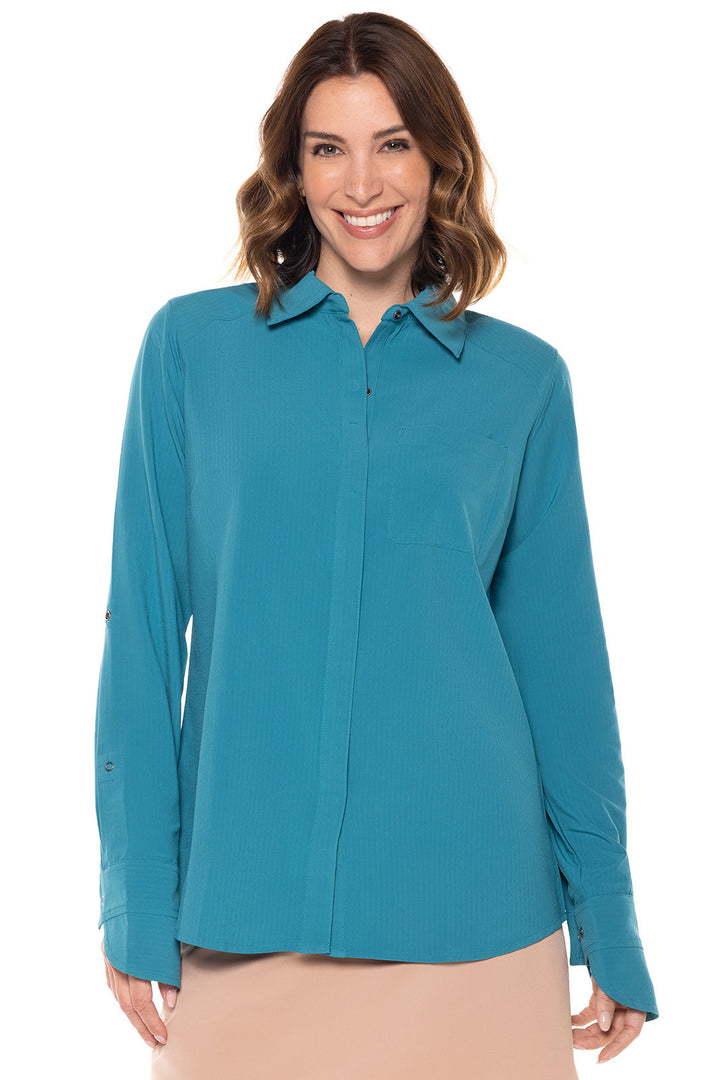 Women's Amara Smart Shirt | Tahitian Teal Shadow Stripe