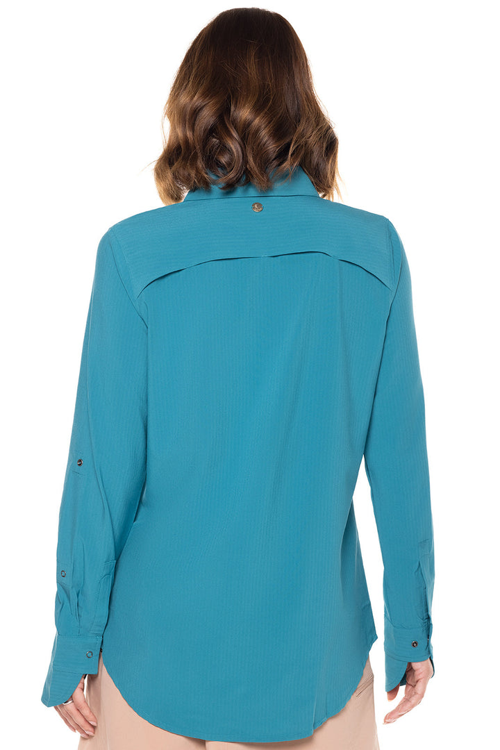 Women's Amara Smart Shirt | Tahitian Teal Shadow Stripe