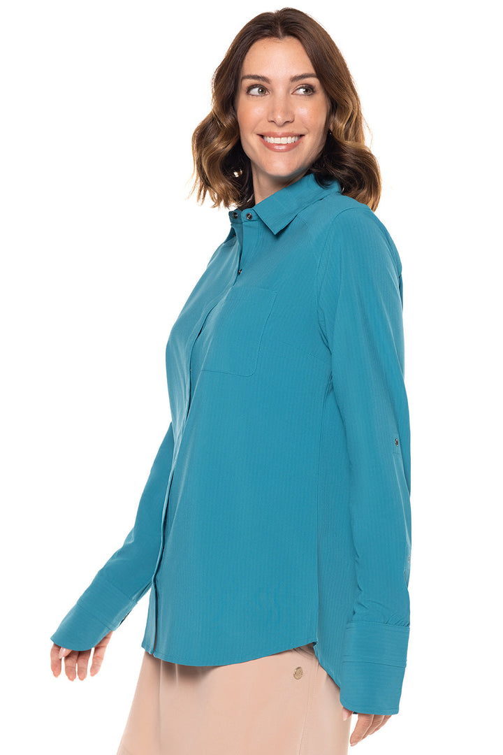 Women's Amara Smart Shirt | Tahitian Teal Shadow Stripe