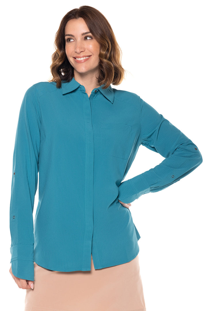 Women's Amara Smart Shirt | Tahitian Teal Shadow Stripe