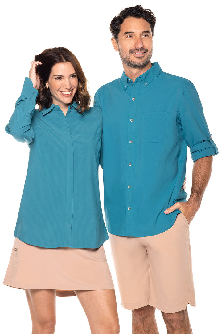 Women's Amara Smart Shirt | Tahitian Teal Shadow Stripe