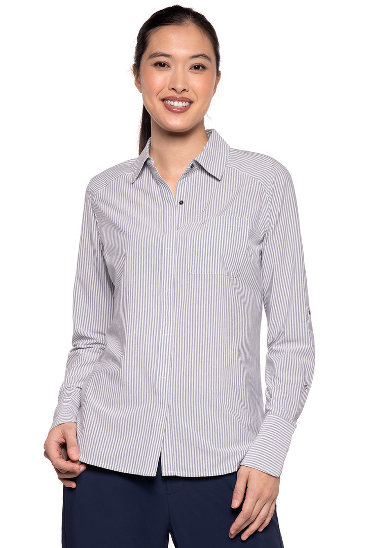 Women's Amara Smart Shirt | White/Navy Stripe