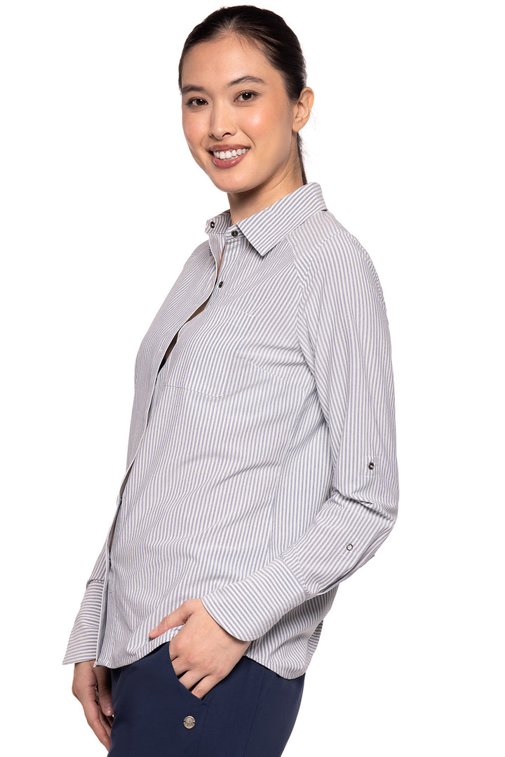 Women's Amara Smart Shirt | White/Navy Stripe