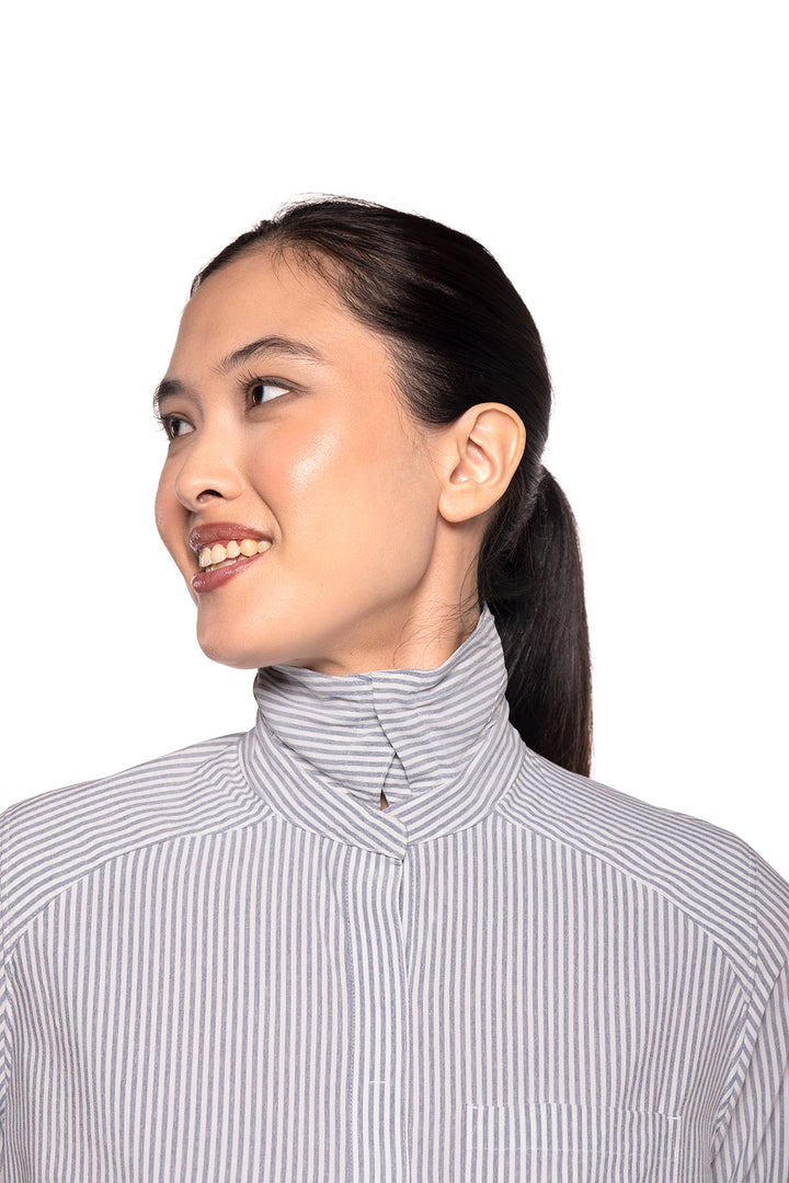 Women's Amara Smart Shirt | White/Navy Stripe