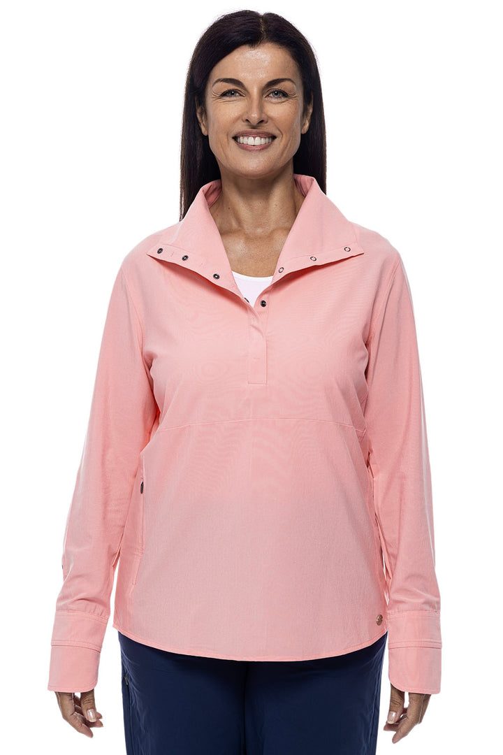 Women's Catona Funnel Neck Tunic Top | Peachy Pink Shadow Stripe