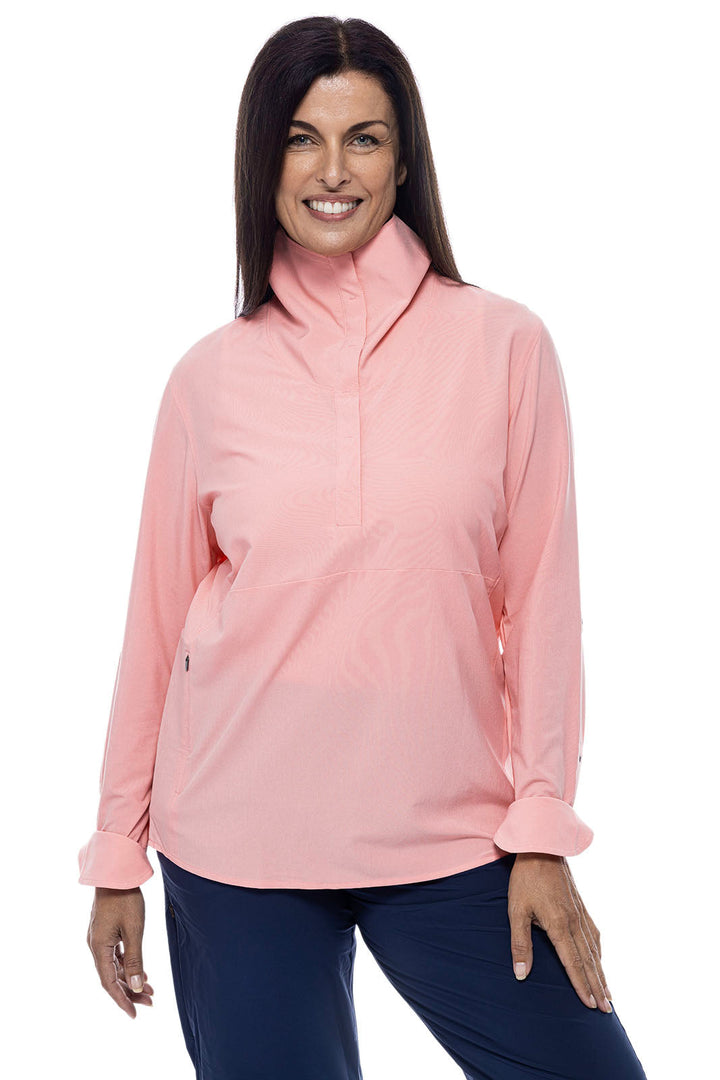 Women's Catona Funnel Neck Tunic Top | Peachy Pink Shadow Stripe