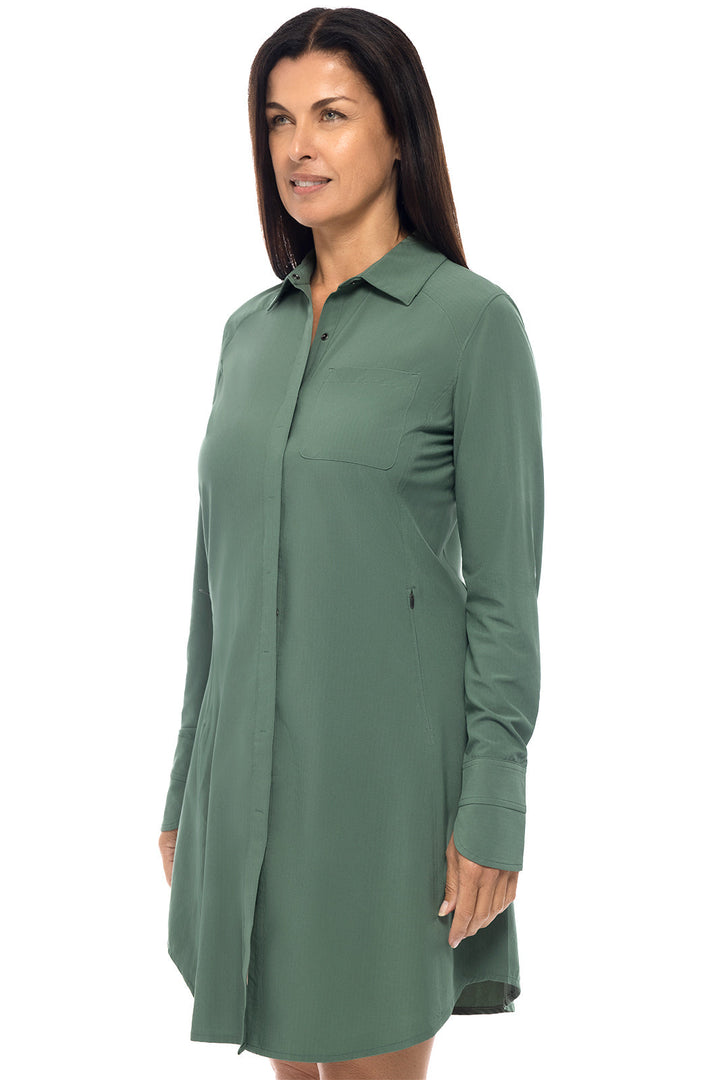 Women's Malta Travel Shirt Dress | Pine Green